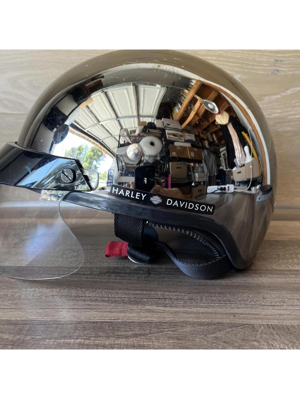 Harley Davidson Motorcycle Helmet W Visor Black Chrome Size XS Used